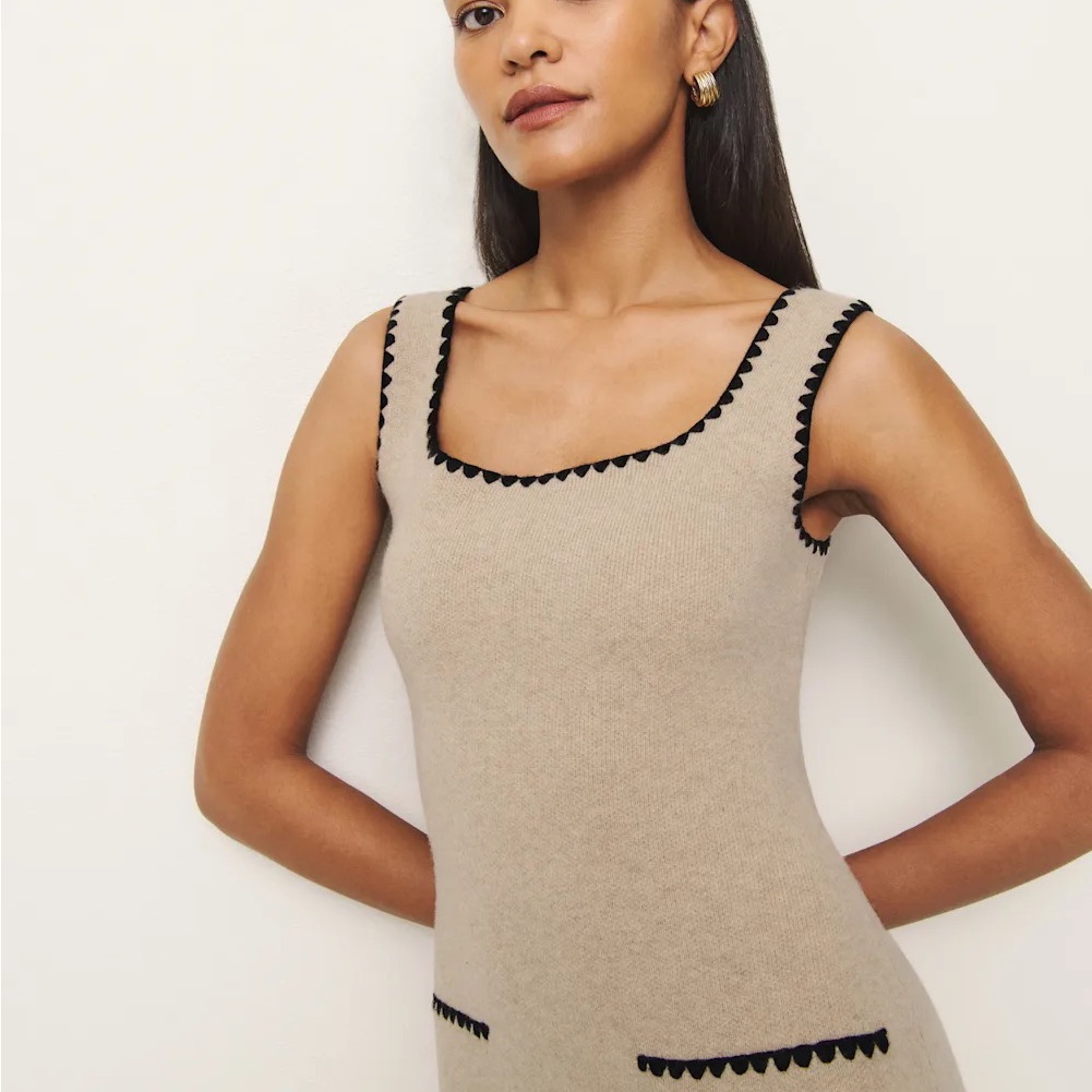 Reformation Beige Mini Dress With Black Accents